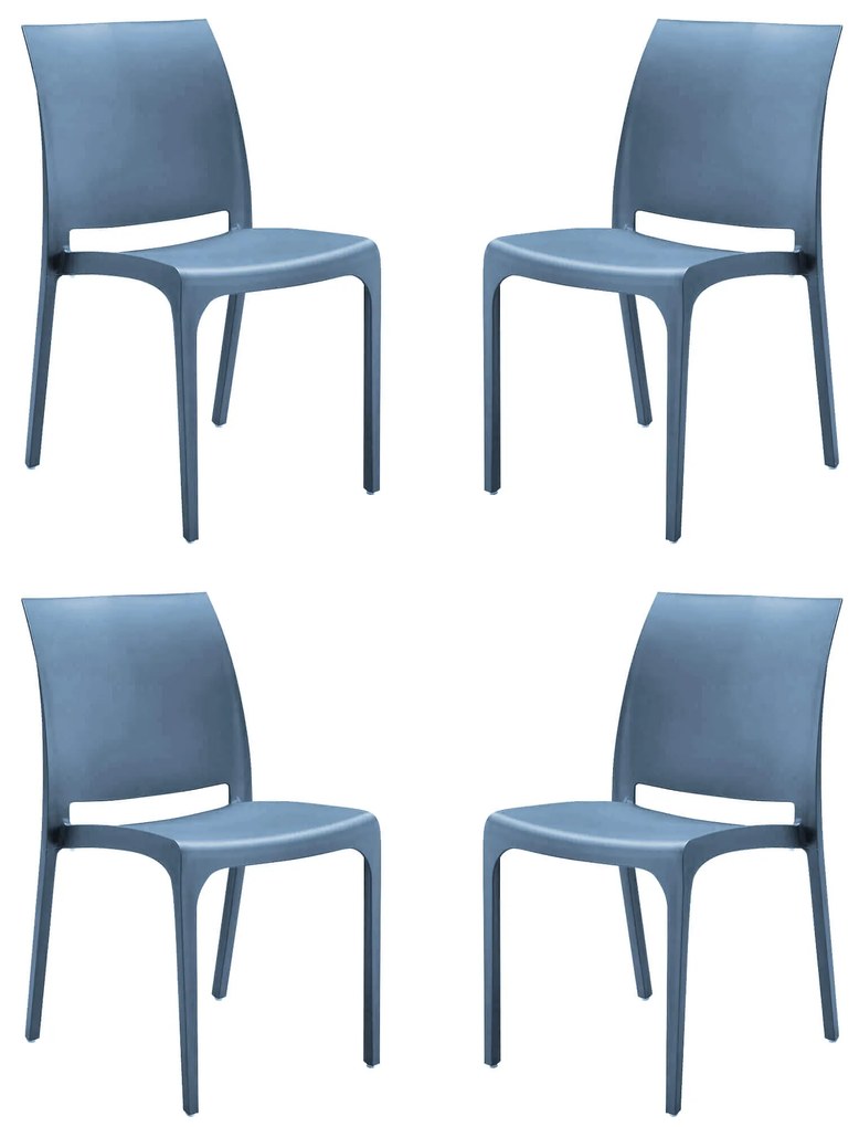 VOLGA - sedia da giardino in plastica set da 4