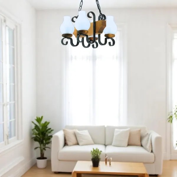 Brilagi - Lampadario a sospensione con catena QUEEN 4xE14/40W/230V faggio