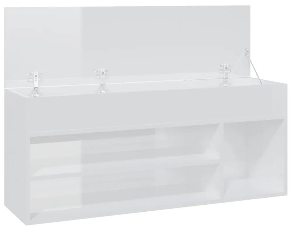 Panca Portascarpe Bianco Lucido 105x30x45 cm in Truciolato