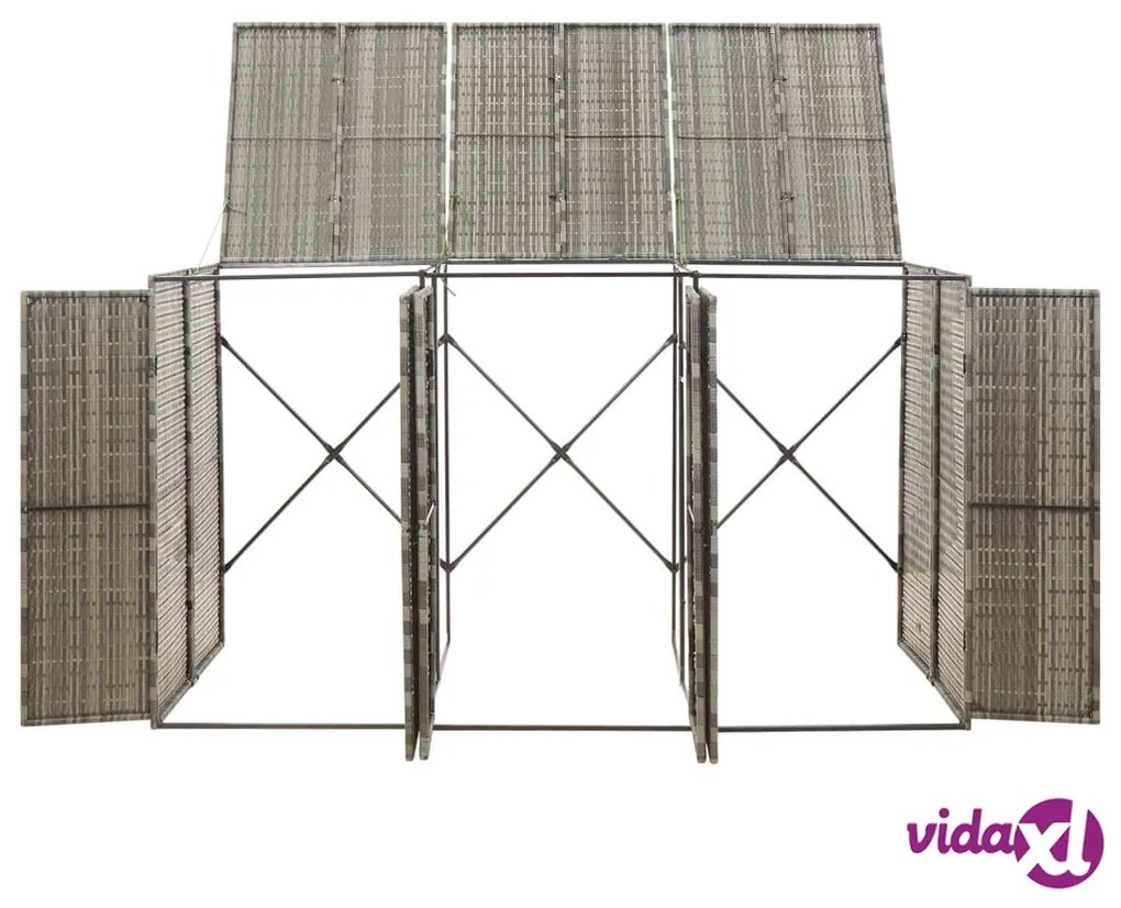 vidaXL Copribidone Triplo Grigio 207x80x117 cm in Polyrattan