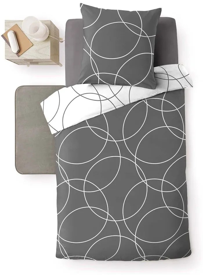 Biancheria da letto singola in microfibra grigia 140x200 cm Elton - douceur d'intérieur