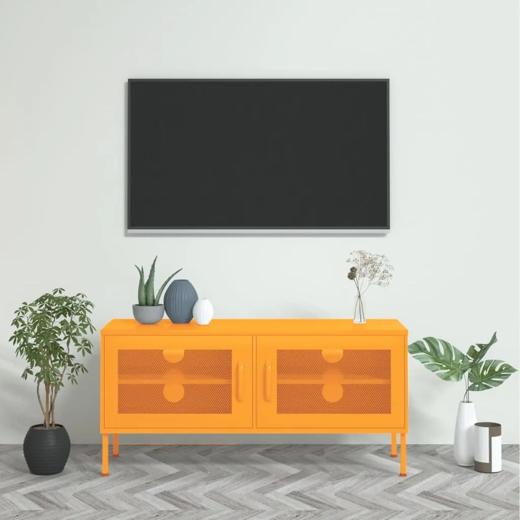 Mobile Tv Giallo Senape 105x35x50 Cm İn Acciaio /