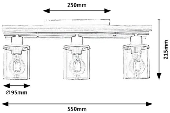 Rabalux 71083 - Plafoniera NIYLAH 3xE27/230V