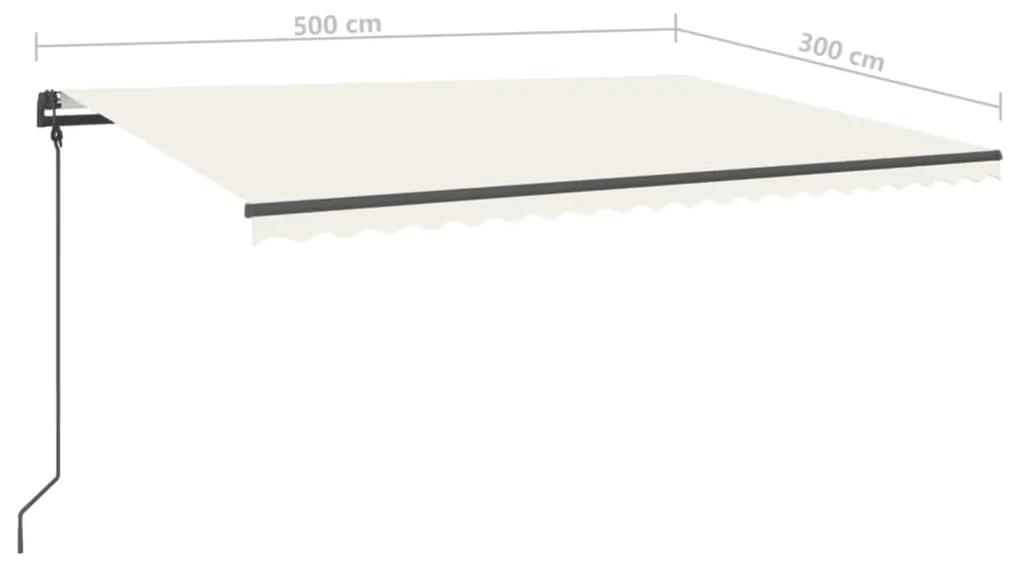 Tenda da Sole Retrattile Manuale con LED 5x3 m Crema
