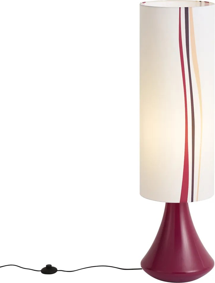 Lampada da terra retrò viola con paralume in tessuto multicolore - Mina