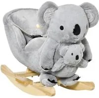 Cavallo a Dondolo per Bambini in Legno e Peluche Koala Grigio