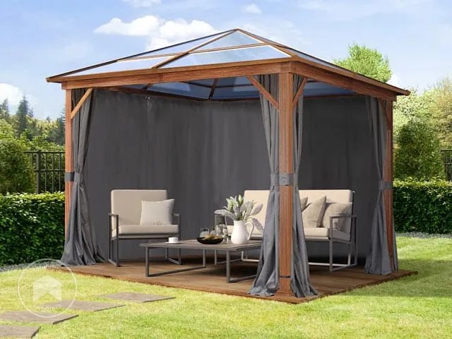 TOOLPORT Gazebo da giardino Hardtop Forest Deluxe loft grigio, 3x3 m, look rovere - (300196)