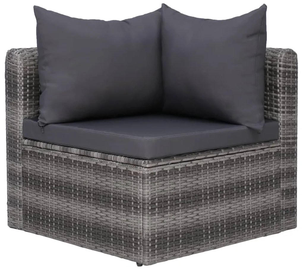 Set divani da giardino 4 pz con cuscini grigio in polyrattan