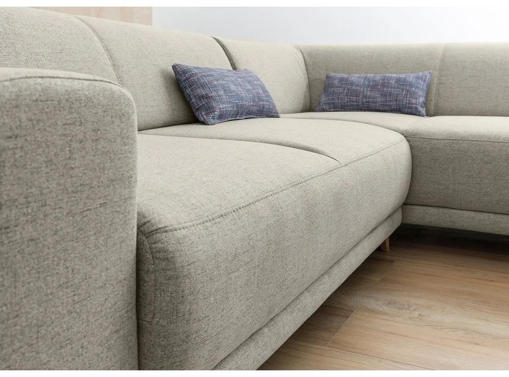 Divano angolare beige allungabile e con contenitore (con penisola a destra/a L) Classy Sophie – Miuform