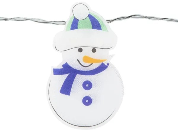 Catena luminosa LED natalizia, 10xLED/2xAA, 1,35 m, bianco caldo, pupazzo di neve