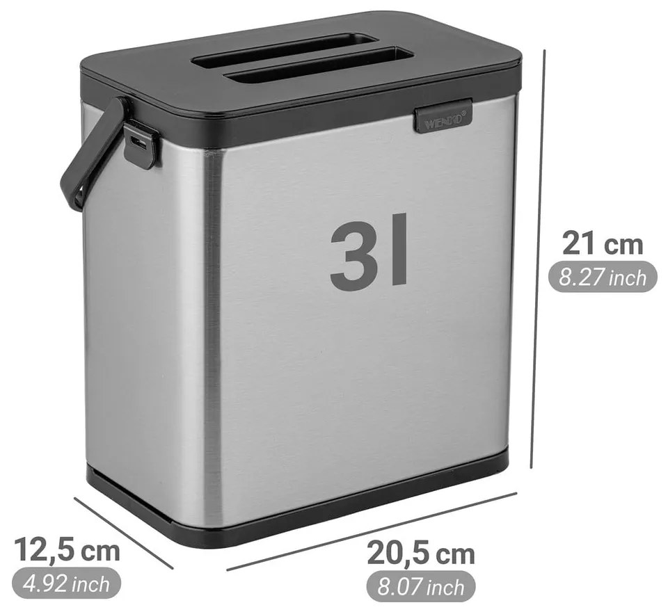 Bidone per l'umido color argento opaco 3 l Colin – Wenko