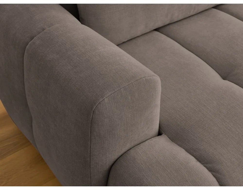 Divano angolare grigio tortora allungabile e con contenitore (penisola a destra/chaise lounge) con rivestimento in ciniglia Fuji – Bobochic Paris