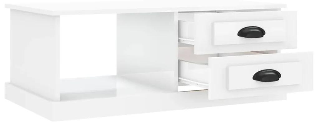 Tavolino Salotto Bianco Lucido 90x50x35 cm Legno Multistrato