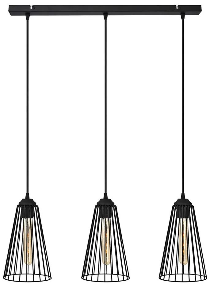 Lampadario a sospensione con filo TORRI 3xE27/15W/230V nero