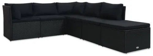 Set Divani da Giardino 4 pz con Cuscini in Polyrattan Nero