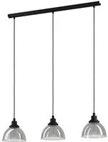 Lampadario Moderno Beleser 3 Luci Acciaio Nero