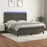 Letto a Molle con Materasso e LED Grigio Scuro 160x200 cmcod mxl 123031