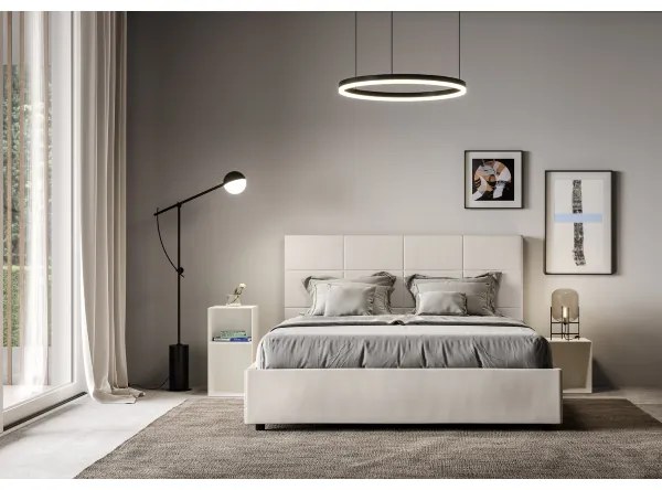 Letto senza rete imbottito 160x190 similpelle bianco Mika