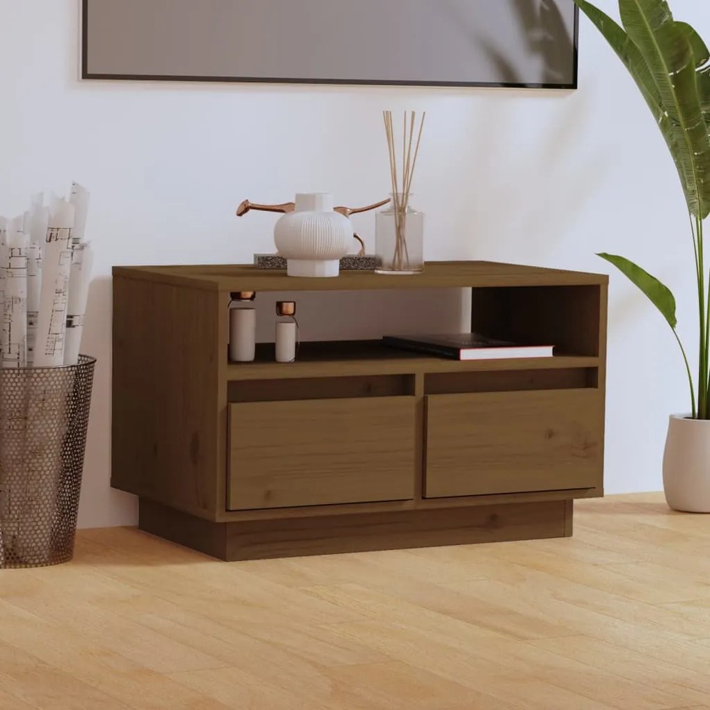 Mobile Porta Tv Ambra 60x35x37 Cm İn Legno Massello Di Pino /