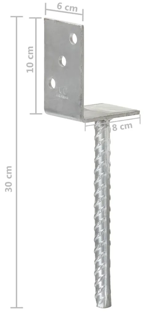 Picchetti per Recinzione 6 pz Argento 8x6x30 cm Acciaio Zincato