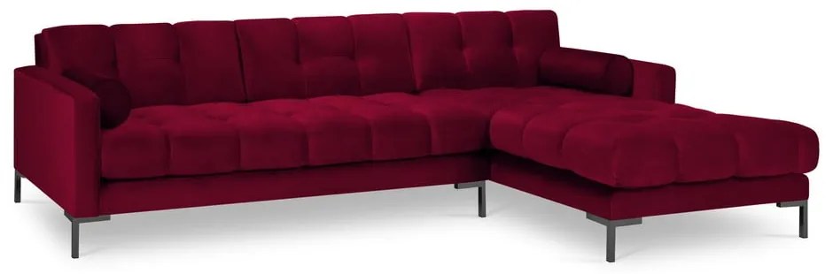 Divano angolare in velluto rosso, angolo destro Bali - Cosmopolitan Design