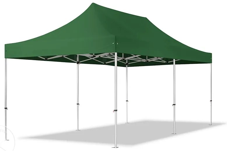 TOOLPORT 3x6m gazebo pieghevole PES con laterali (finestre panoramiche), PROFESSIONAL alluminio, verde scuro - (600234)