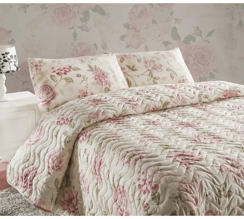 Set con copriletto e federa rosa/beige con rivestimento trapuntato 220x240 cm Care – Mijolnir