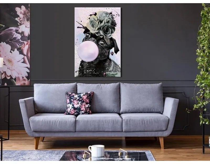 Quadro  Pug With Bubble Gum (1 Part) Vertical  Larghezza x Altezza Home decor 40x60