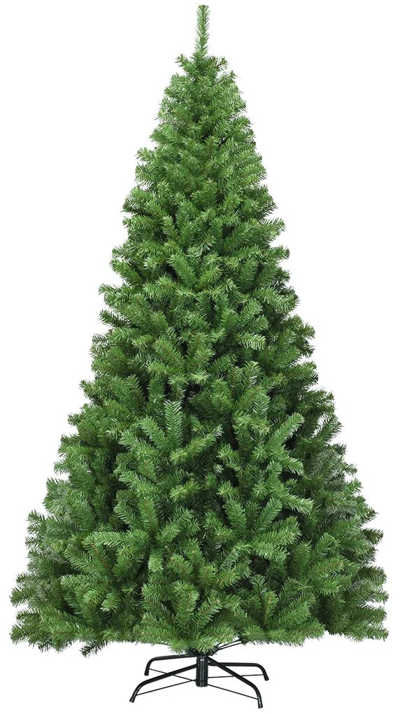 Costway Albero di Natale con aghi in PVC struttura con cerniere base di metallo, Albero di Natale non illuminato 225cm