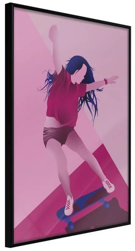 Poster  Girl on a Skateboard  Cornice Quadri Cornice nera, Larghezza x Altezza Home decor 30x45