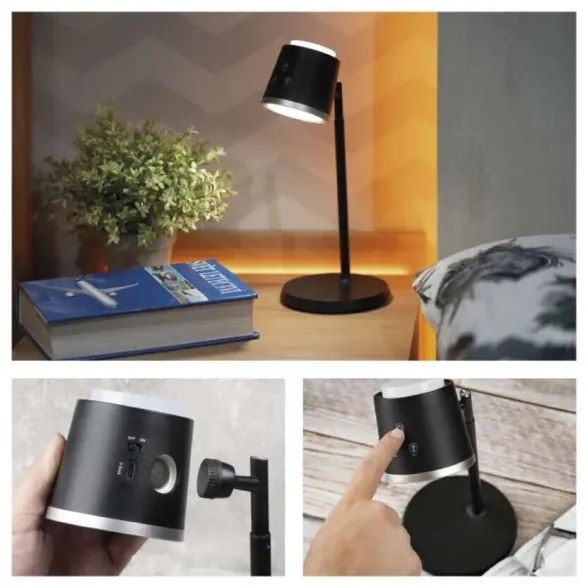 LED Lampada da tavolo ricaricabile dimmerabile 4in1 LED/6W/3,7V 3000K/4000K/6500K nero