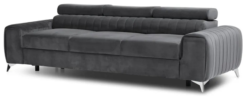 Divano grigio scuro allungabile e rivestimento in velluto 261 cm Laurence – ELTAP