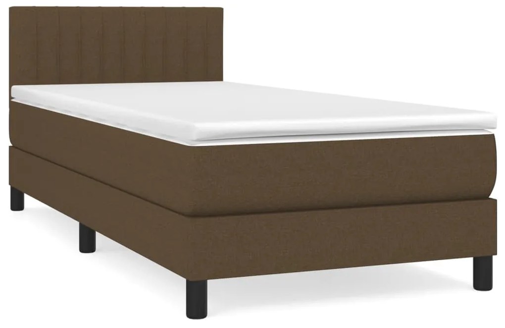 Giroletto a molle con materasso marrone scuro 90x200 cm tessuto