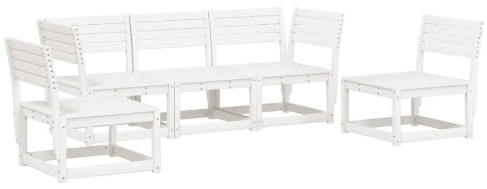 Set salotto da giardino 5 pz bianco in legno massello di pino