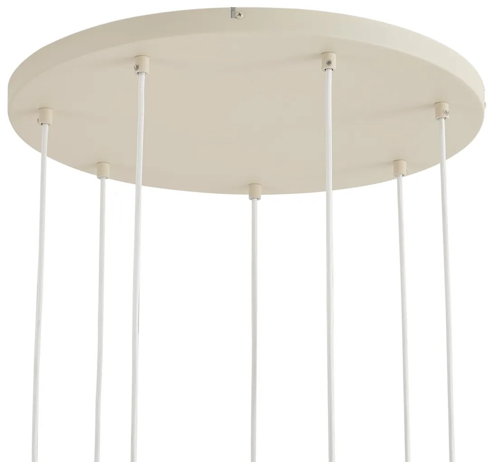 Lampada a sospensione Art Déco beige con vetro bianco 7 luci - Sandra