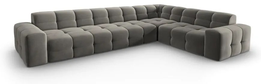 Divano angolare in velluto grigio (angolo destro) Kendal - Micadoni Home