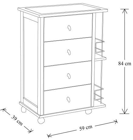 Carrello da cucina POKER con cassetti e portabottiglie Tortora