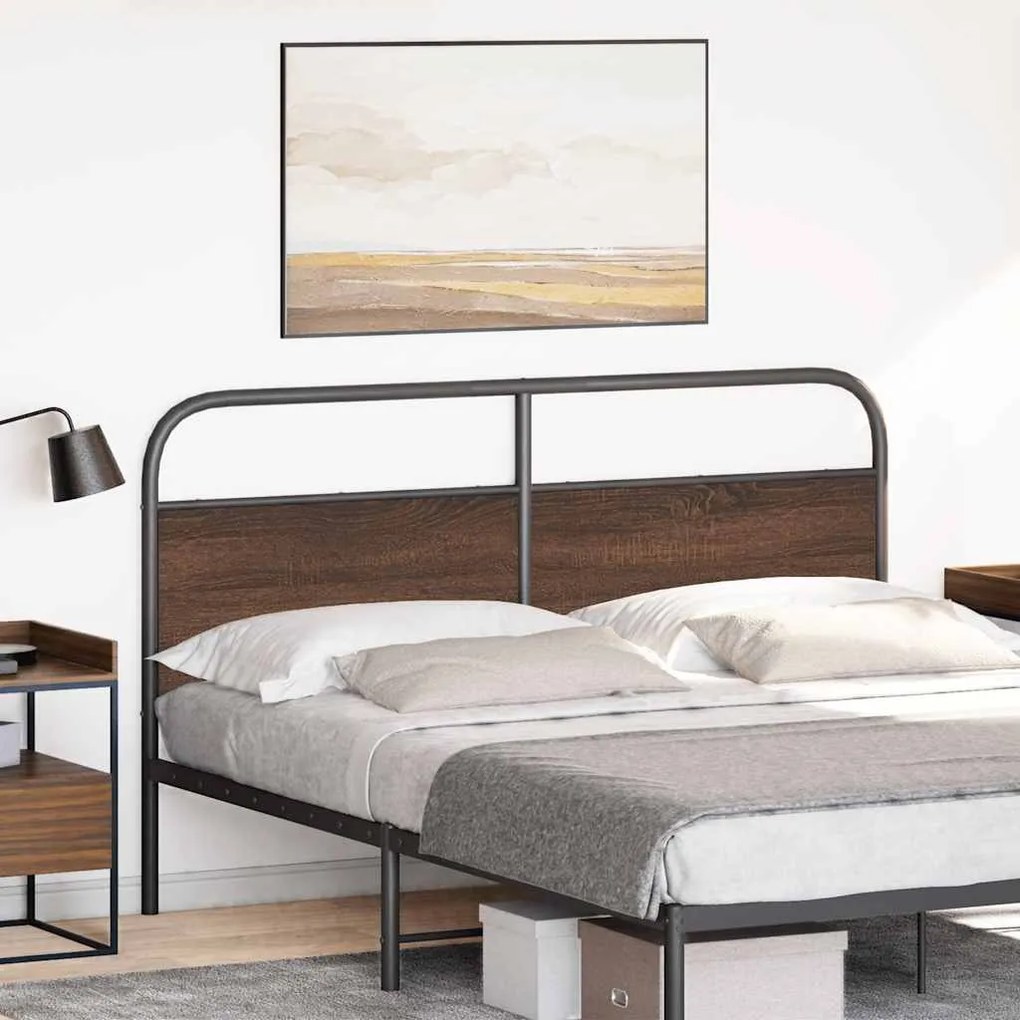 Testiera rovere marrone 160 cm in acciaio e truciolato