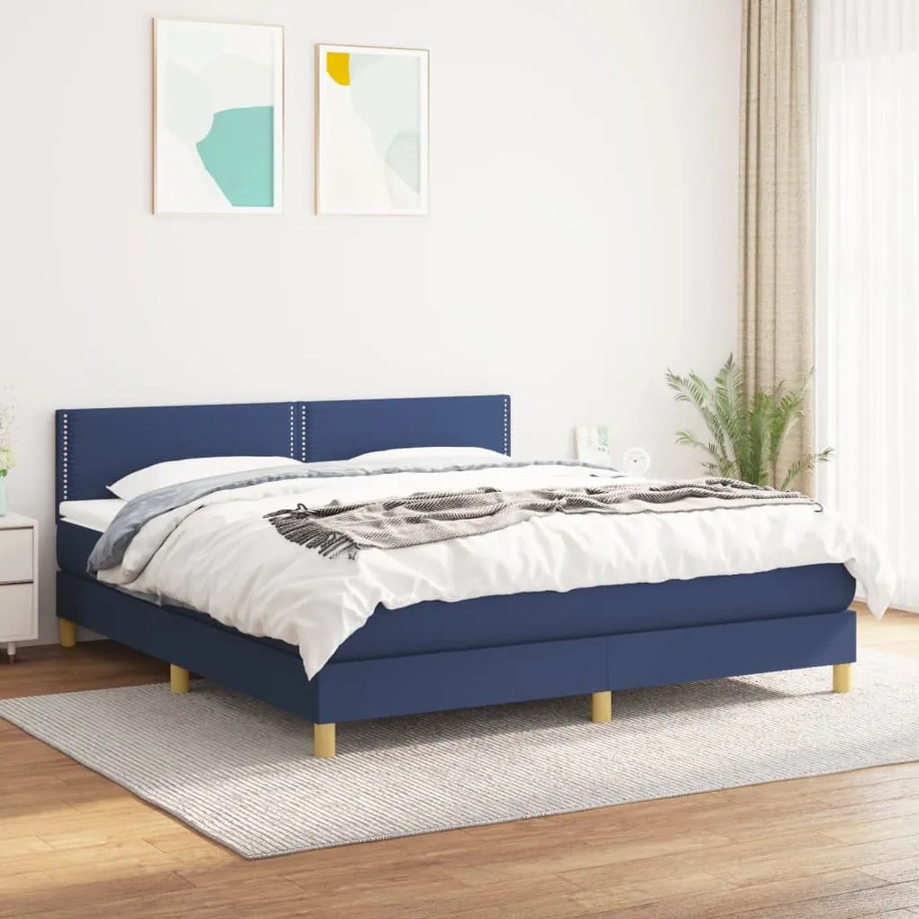 Giroletto A Molle Con Materasso Blu 160x200 Cm İn Tessuto /