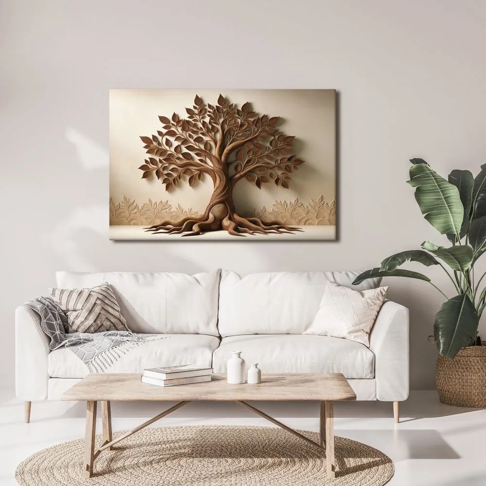 Quadro su tela – Albero della vita con foglie e radici