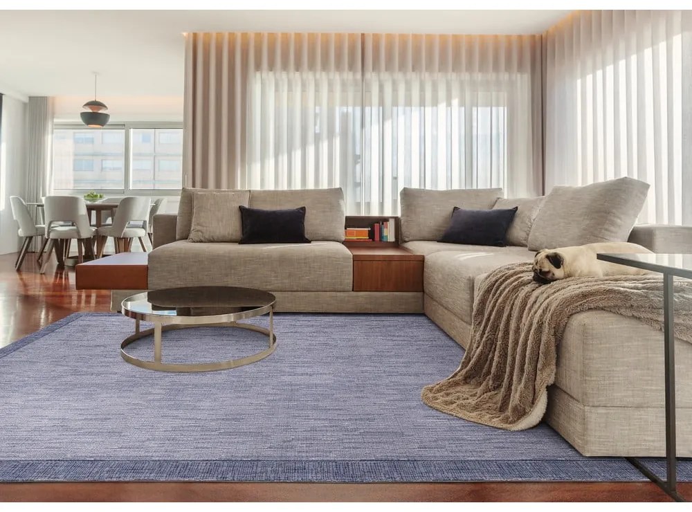 Tappeto in lana blu scuro 133x180 cm Linea - Agnella