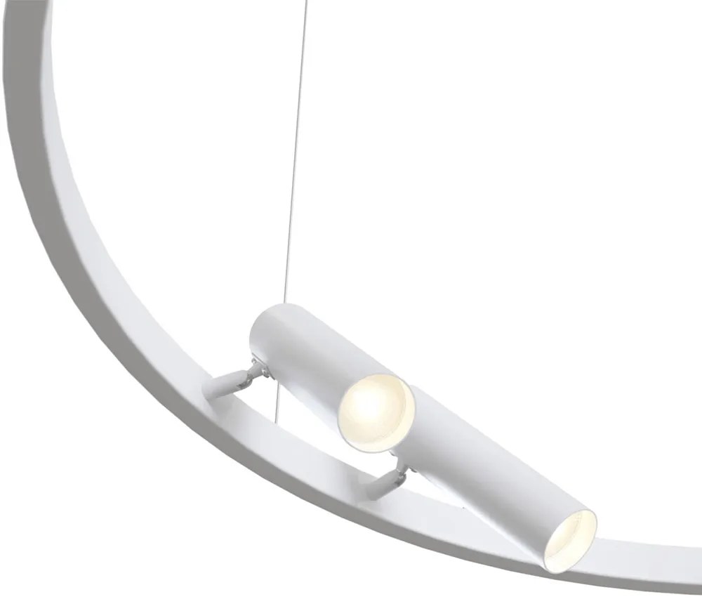 Lampadario A Sospensione Moderno Satellite Metallo Bianco Acrilico Luce Led 42W