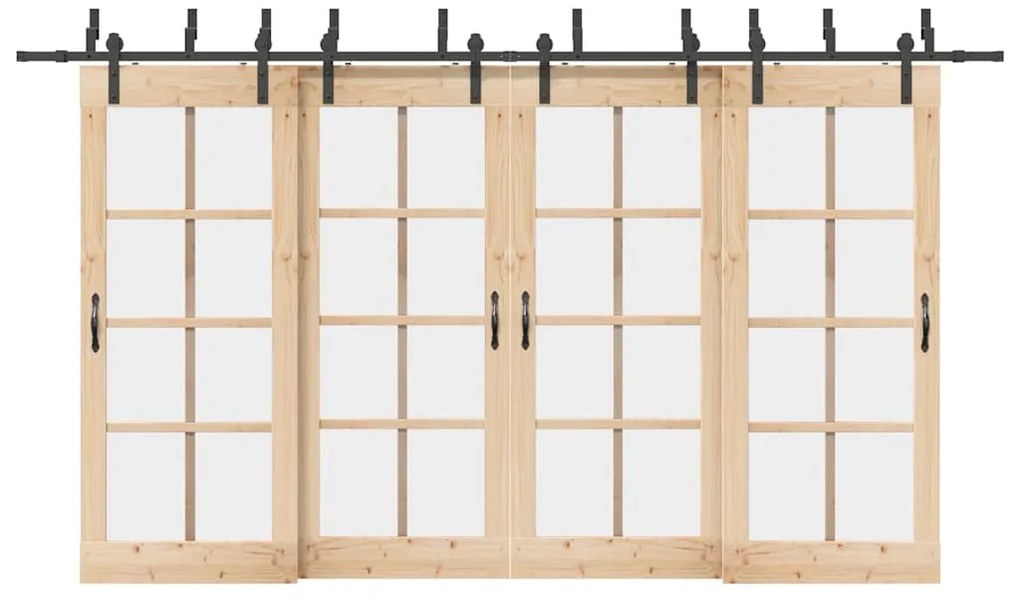 Kit Di Binari Per Porte Scorrevoli 400 Cm Acciaio Nero /