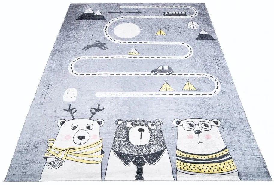 Tappeto per bambini con motivi di animali e strade  Larghezza: 80 cm | Lunghezza: 150 cm