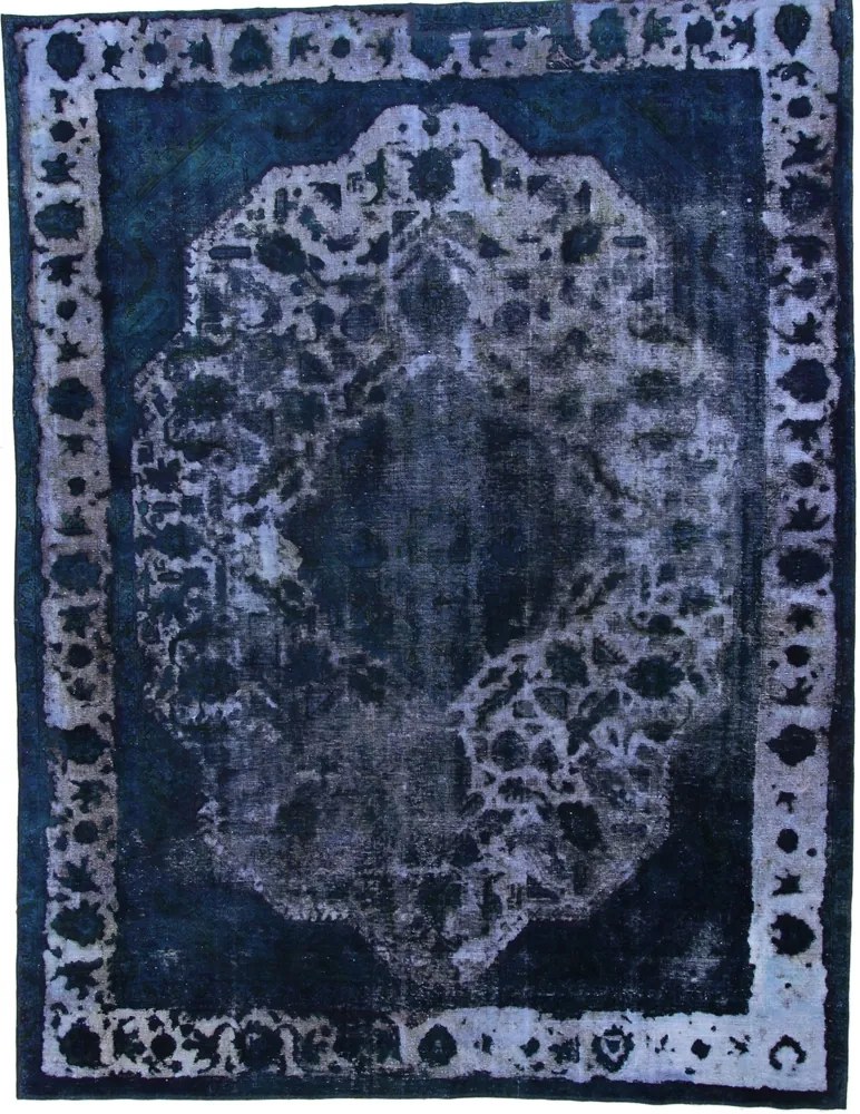 Vintage Tappeto 370x290 Blu (Iran) Annodato A Mano