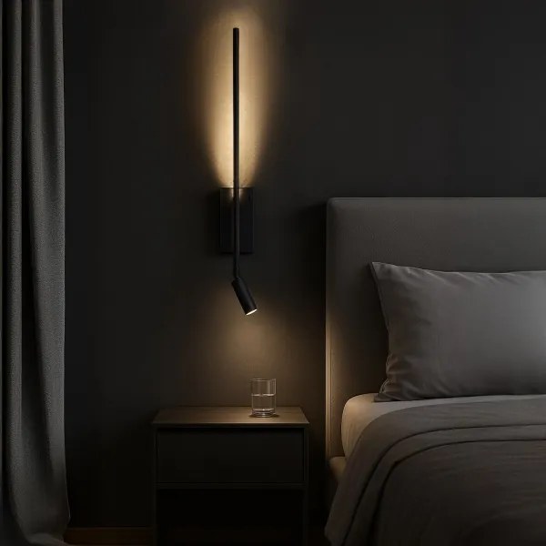 LED Lampada da parete TORCH LED/6W/230V + LED/3W nera