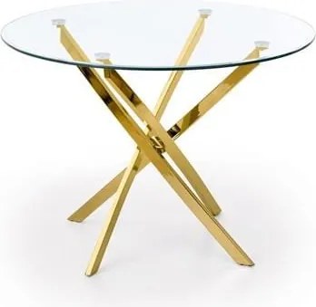 Raymond tavolo rotondo in vetro trasparente/oro ø100/h73 cm