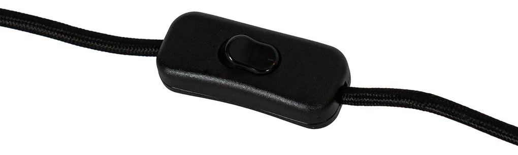 Lampada da tavolo di design nera con paralume in lino bianco - Lotti