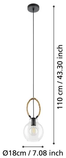 Eglo 43617 - Lampadario su corda RODING 1xE27/40W/230V