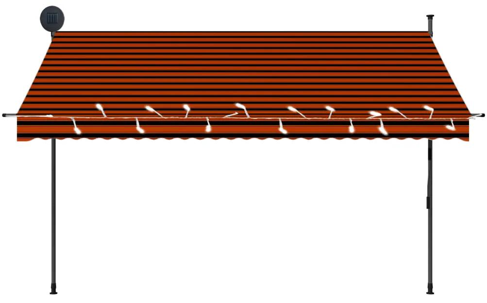 Tenda da Sole Retrattile Manuale LED 300 cm Arancione e Marrone